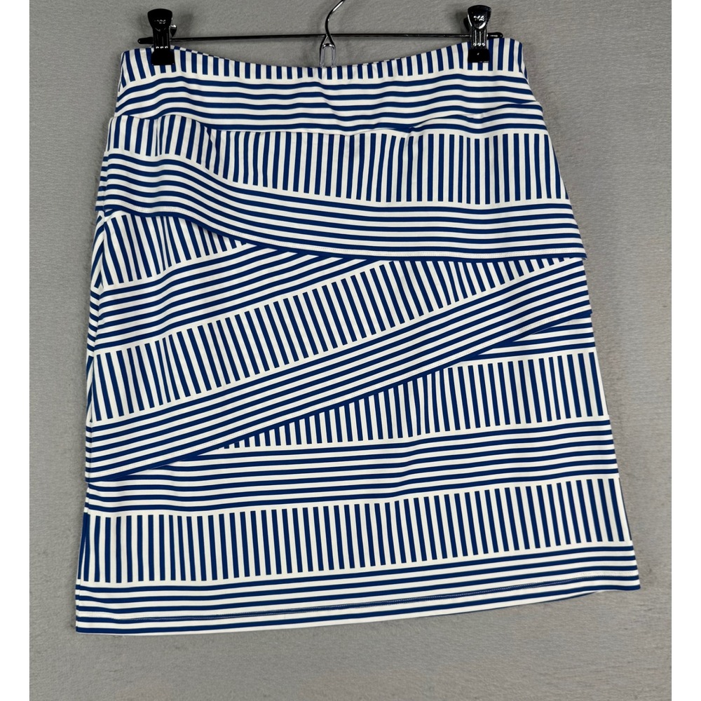 J. McLaughlin Dillards Nicola Skirt Womens M Blue White Striped Nautical Pull On